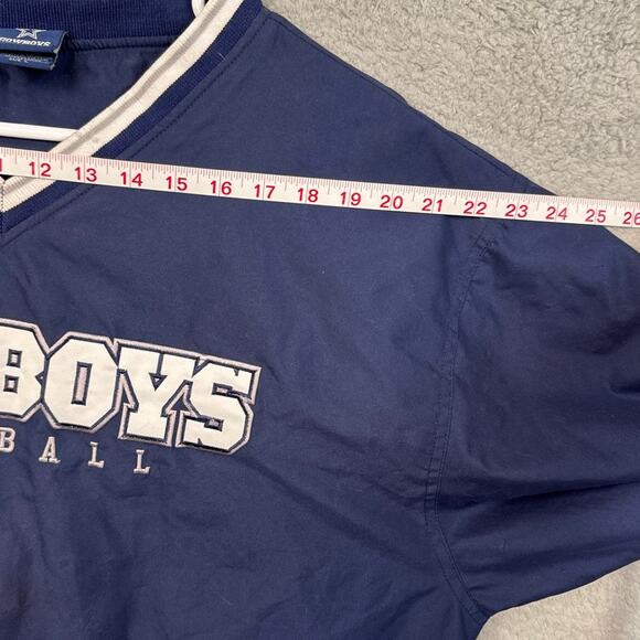 Vintage Dallas Cowboys Pullover V-Neck Windbreaker Embroidered Patchwork Size L - Picture 4 of 9